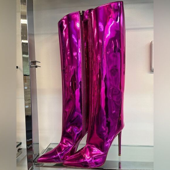 Alexandre Vauthier Metallic Mirrored Tall Pointed - Picture 12 of 15